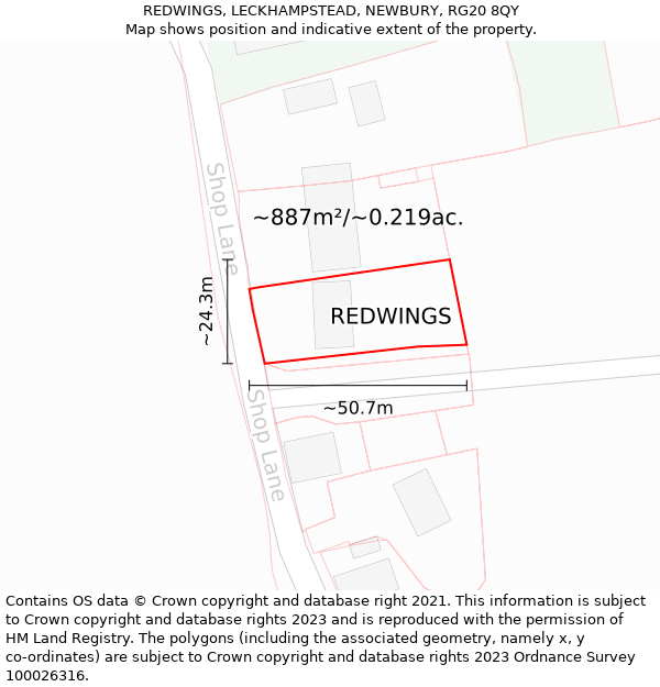 REDWINGS, LECKHAMPSTEAD, NEWBURY, RG20 8QY: Plot and title map