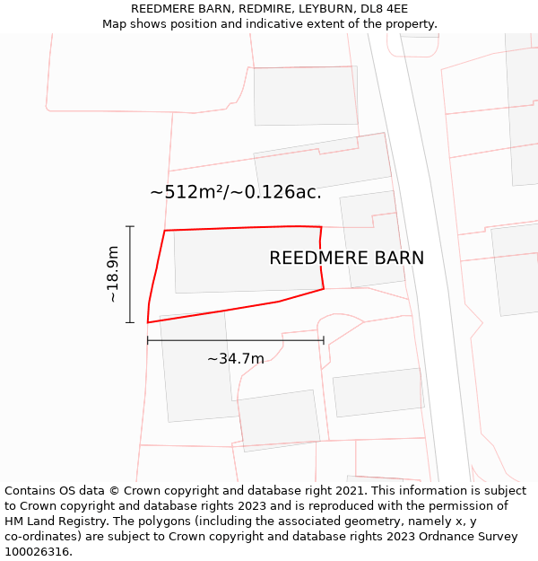 REEDMERE BARN, REDMIRE, LEYBURN, DL8 4EE: Plot and title map