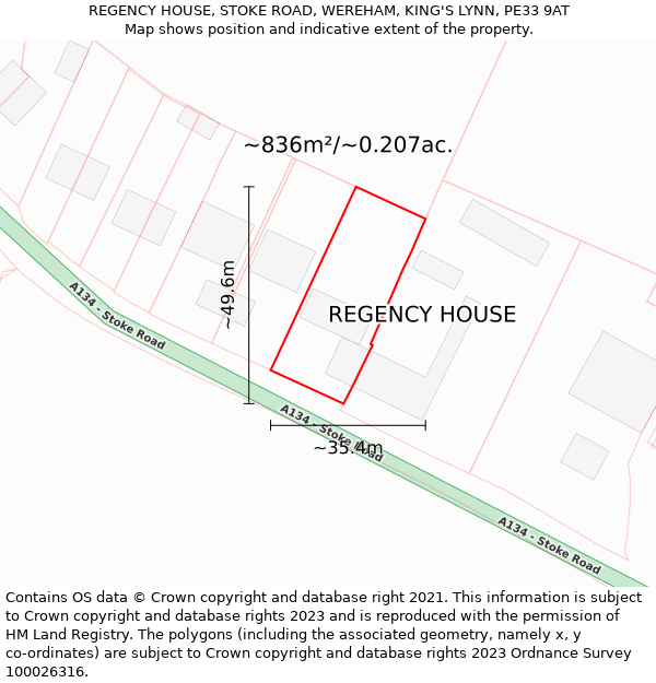 REGENCY HOUSE, STOKE ROAD, WEREHAM, KING'S LYNN, PE33 9AT: Plot and title map