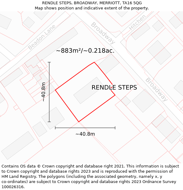 RENDLE STEPS, BROADWAY, MERRIOTT, TA16 5QG: Plot and title map