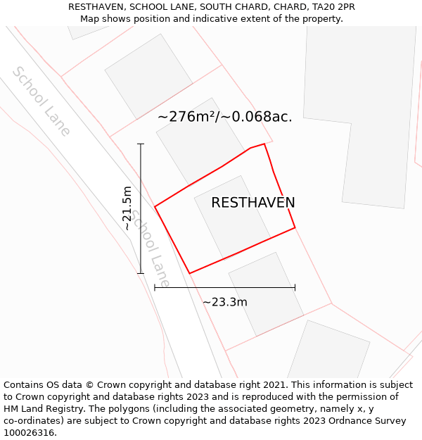 RESTHAVEN, SCHOOL LANE, SOUTH CHARD, CHARD, TA20 2PR: Plot and title map
