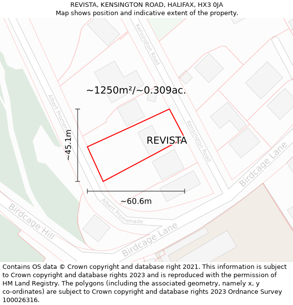 REVISTA, KENSINGTON ROAD, HALIFAX, HX3 0JA: Plot and title map