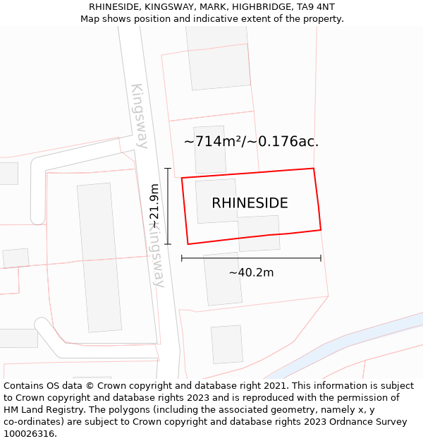 RHINESIDE, KINGSWAY, MARK, HIGHBRIDGE, TA9 4NT: Plot and title map