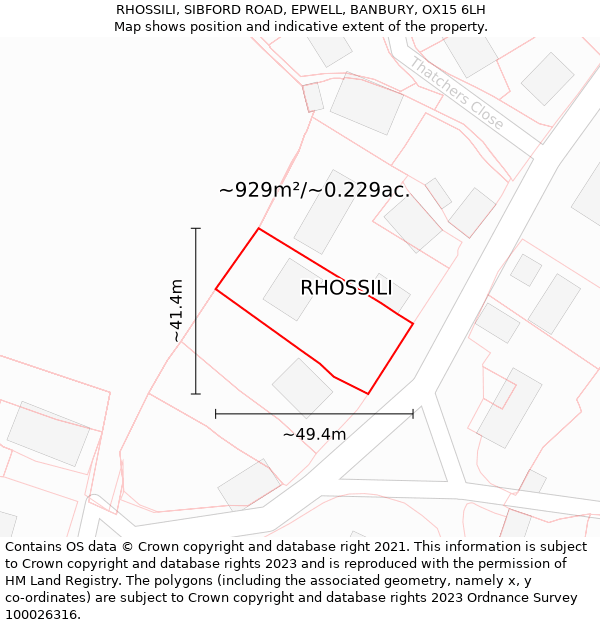 RHOSSILI, SIBFORD ROAD, EPWELL, BANBURY, OX15 6LH: Plot and title map