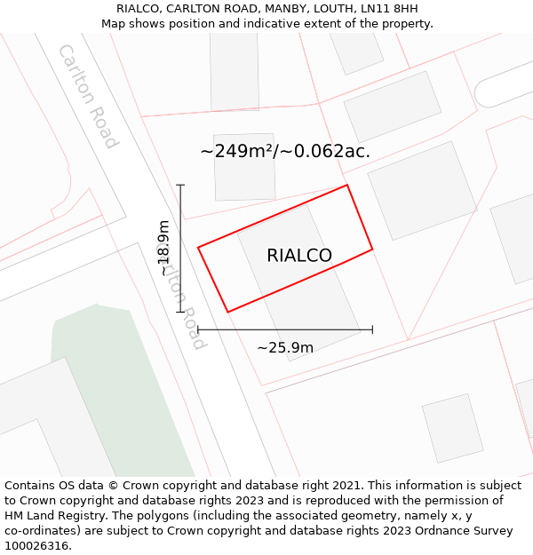 RIALCO, CARLTON ROAD, MANBY, LOUTH, LN11 8HH: Plot and title map