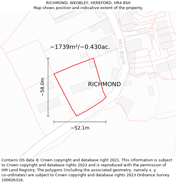 RICHMOND, WEOBLEY, HEREFORD, HR4 8SH: Plot and title map