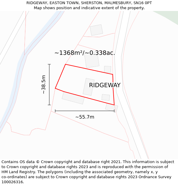 RIDGEWAY, EASTON TOWN, SHERSTON, MALMESBURY, SN16 0PT: Plot and title map