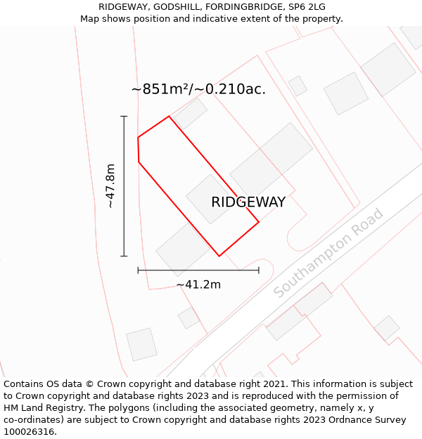 RIDGEWAY, GODSHILL, FORDINGBRIDGE, SP6 2LG: Plot and title map