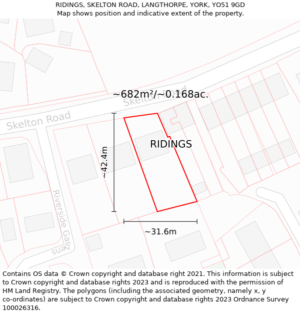 RIDINGS, SKELTON ROAD, LANGTHORPE, YORK, YO51 9GD: Plot and title map