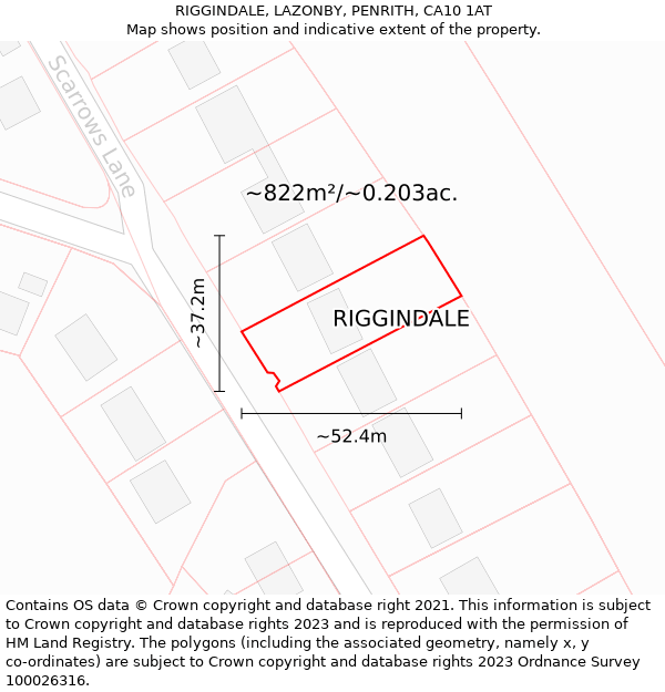 RIGGINDALE, LAZONBY, PENRITH, CA10 1AT: Plot and title map