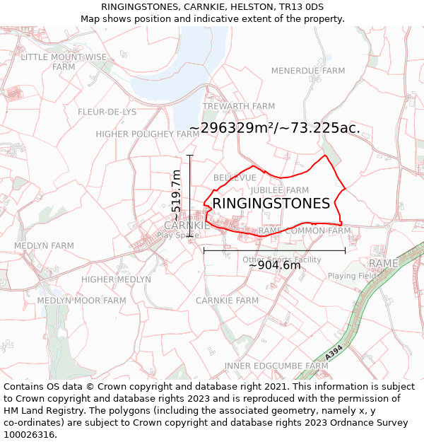 RINGINGSTONES, CARNKIE, HELSTON, TR13 0DS: Plot and title map