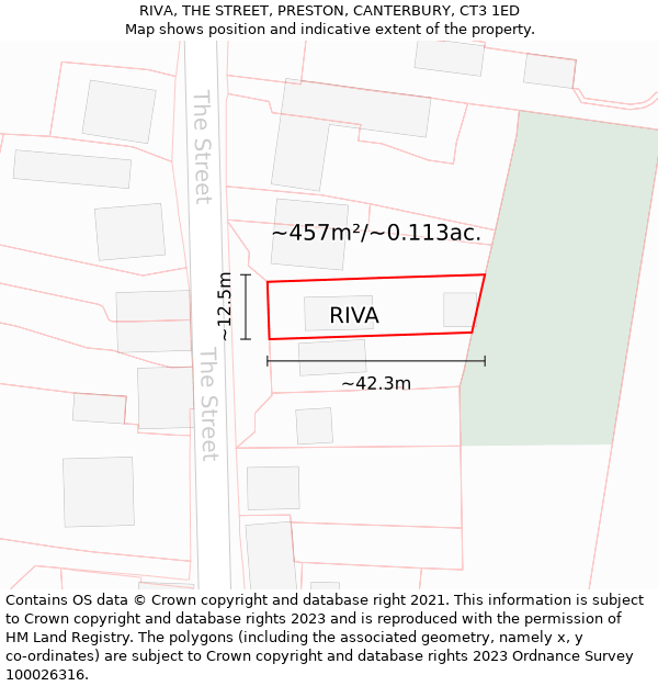 RIVA, THE STREET, PRESTON, CANTERBURY, CT3 1ED: Plot and title map