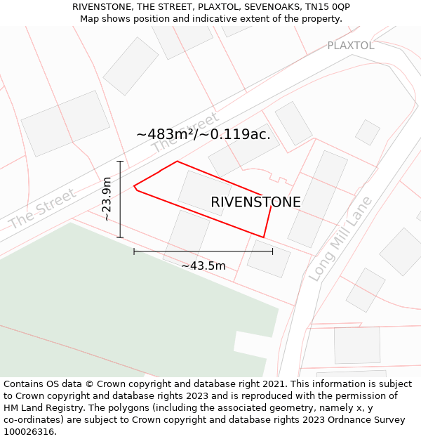 RIVENSTONE, THE STREET, PLAXTOL, SEVENOAKS, TN15 0QP: Plot and title map