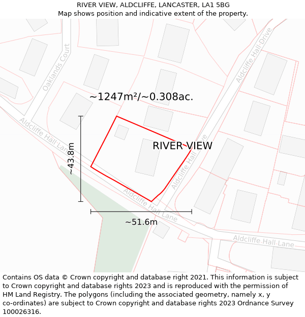 RIVER VIEW, ALDCLIFFE, LANCASTER, LA1 5BG: Plot and title map