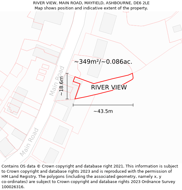 RIVER VIEW, MAIN ROAD, MAYFIELD, ASHBOURNE, DE6 2LE: Plot and title map