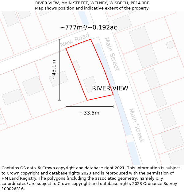 RIVER VIEW, MAIN STREET, WELNEY, WISBECH, PE14 9RB: Plot and title map