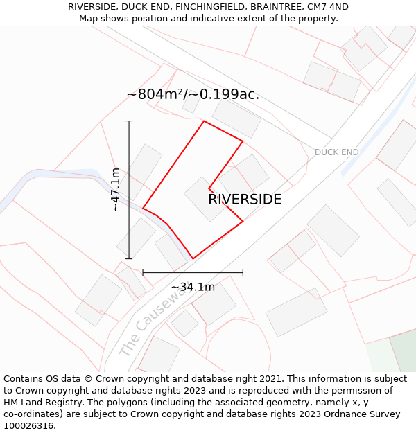 RIVERSIDE, DUCK END, FINCHINGFIELD, BRAINTREE, CM7 4ND: Plot and title map