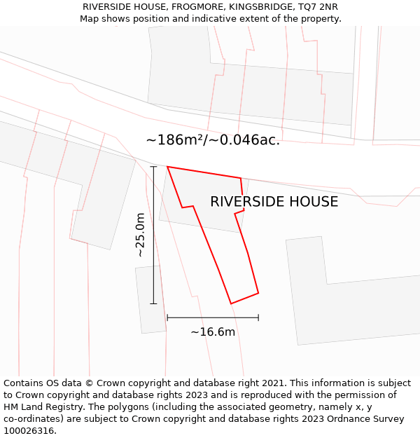 RIVERSIDE HOUSE, FROGMORE, KINGSBRIDGE, TQ7 2NR: Plot and title map