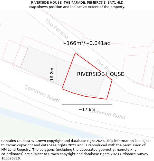 RIVERSIDE HOUSE, THE PARADE, PEMBROKE, SA71 4LD: Plot and title map