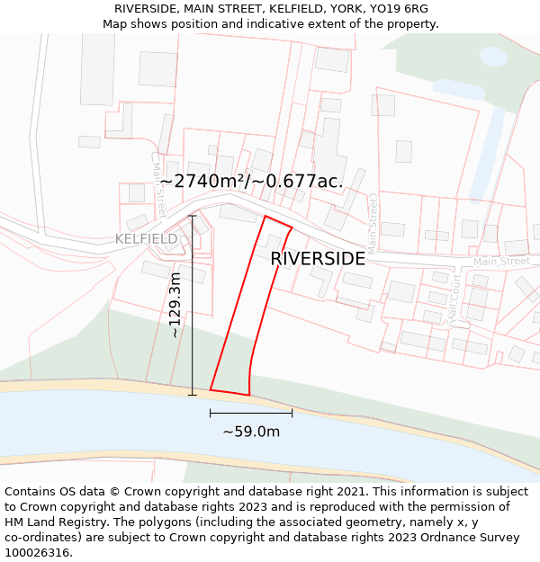 RIVERSIDE, MAIN STREET, KELFIELD, YORK, YO19 6RG: Plot and title map