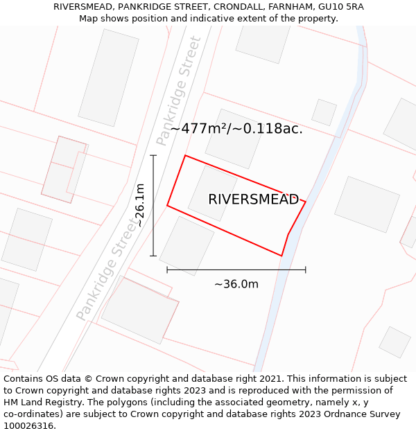 RIVERSMEAD, PANKRIDGE STREET, CRONDALL, FARNHAM, GU10 5RA: Plot and title map