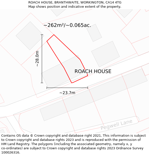 ROACH HOUSE, BRANTHWAITE, WORKINGTON, CA14 4TG: Plot and title map