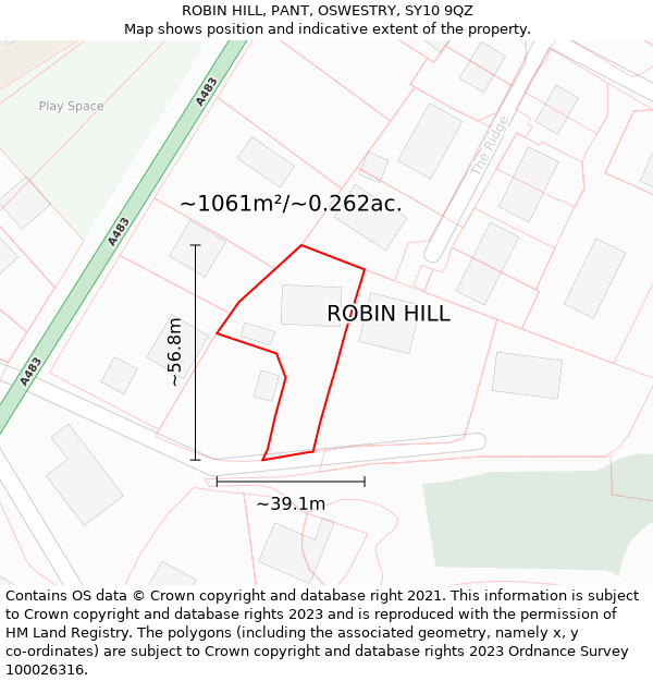 ROBIN HILL, PANT, OSWESTRY, SY10 9QZ: Plot and title map