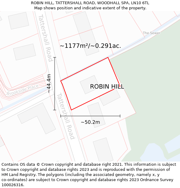 ROBIN HILL, TATTERSHALL ROAD, WOODHALL SPA, LN10 6TL: Plot and title map