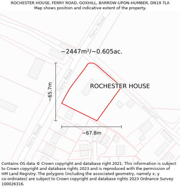 ROCHESTER HOUSE, FERRY ROAD, GOXHILL, BARROW-UPON-HUMBER, DN19 7LA: Plot and title map