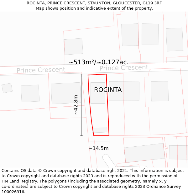 ROCINTA, PRINCE CRESCENT, STAUNTON, GLOUCESTER, GL19 3RF: Plot and title map