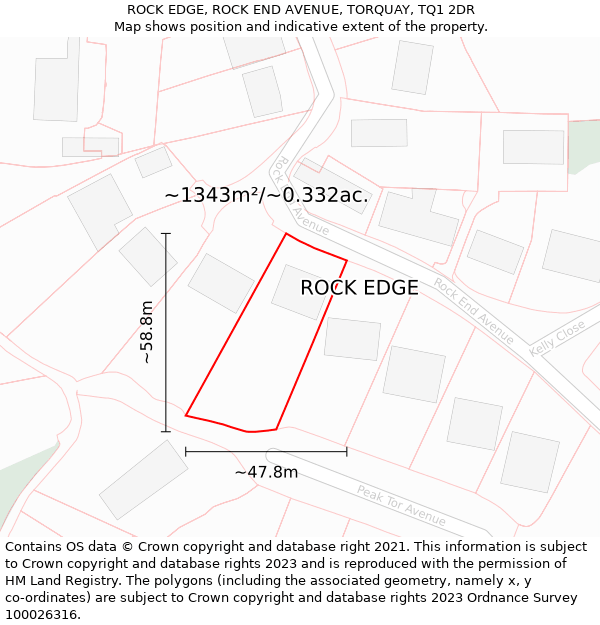 ROCK EDGE, ROCK END AVENUE, TORQUAY, TQ1 2DR: Plot and title map