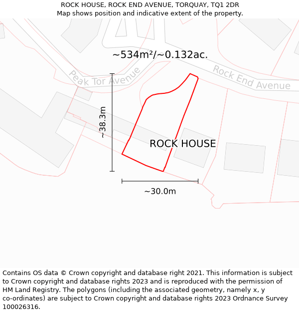 ROCK HOUSE, ROCK END AVENUE, TORQUAY, TQ1 2DR: Plot and title map