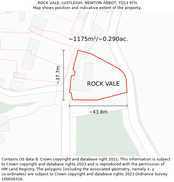 ROCK VALE, LUSTLEIGH, NEWTON ABBOT, TQ13 9TH: Plot and title map