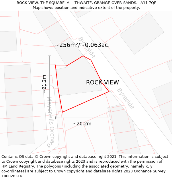 ROCK VIEW, THE SQUARE, ALLITHWAITE, GRANGE-OVER-SANDS, LA11 7QF: Plot and title map