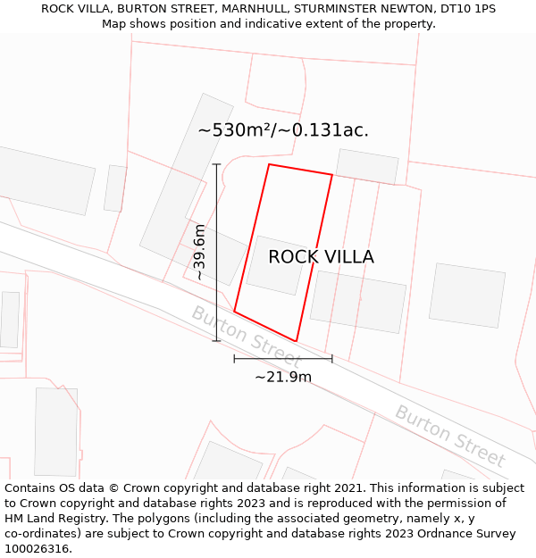 ROCK VILLA, BURTON STREET, MARNHULL, STURMINSTER NEWTON, DT10 1PS: Plot and title map