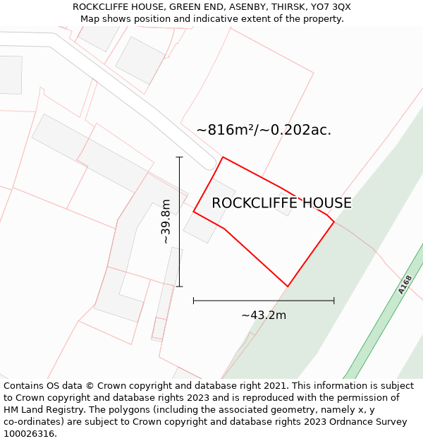 ROCKCLIFFE HOUSE, GREEN END, ASENBY, THIRSK, YO7 3QX: Plot and title map