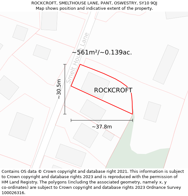 ROCKCROFT, SMELTHOUSE LANE, PANT, OSWESTRY, SY10 9QJ: Plot and title map