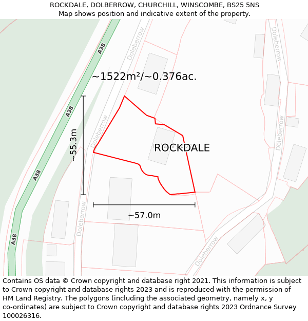 ROCKDALE, DOLBERROW, CHURCHILL, WINSCOMBE, BS25 5NS: Plot and title map