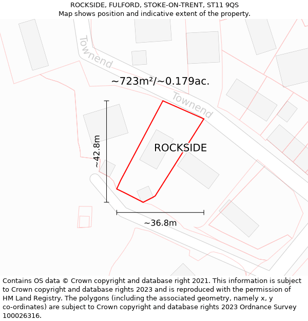 ROCKSIDE, FULFORD, STOKE-ON-TRENT, ST11 9QS: Plot and title map