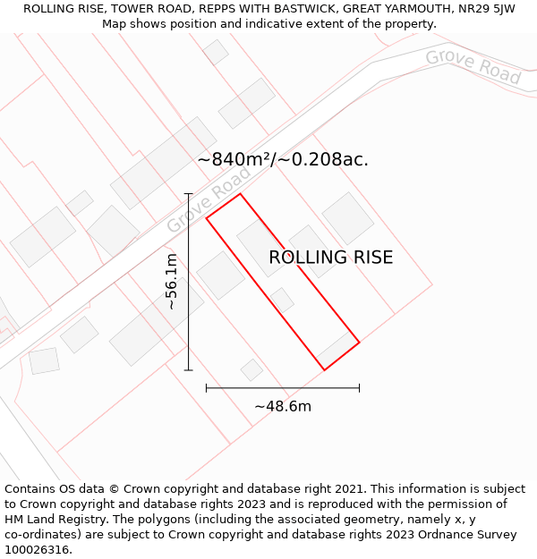 ROLLING RISE, TOWER ROAD, REPPS WITH BASTWICK, GREAT YARMOUTH, NR29 5JW: Plot and title map