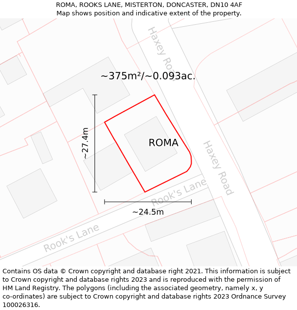 ROMA, ROOKS LANE, MISTERTON, DONCASTER, DN10 4AF: Plot and title map