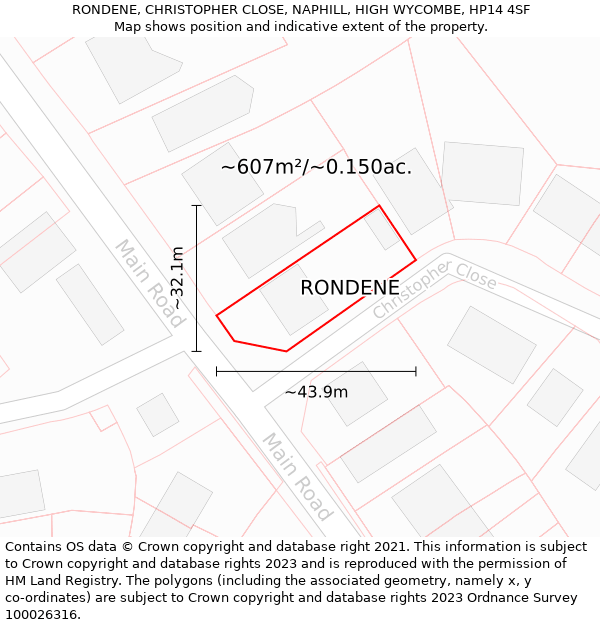 RONDENE, CHRISTOPHER CLOSE, NAPHILL, HIGH WYCOMBE, HP14 4SF: Plot and title map