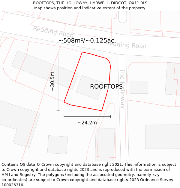 ROOFTOPS, THE HOLLOWAY, HARWELL, DIDCOT, OX11 0LS: Plot and title map