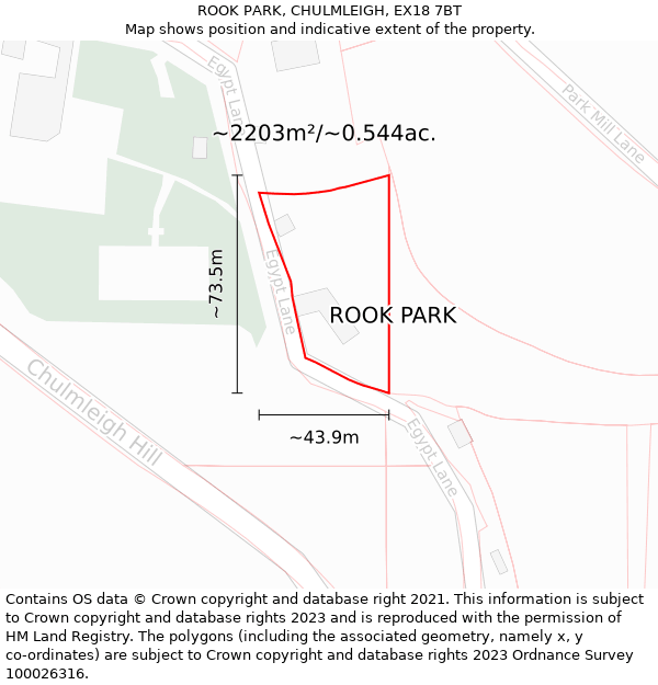 ROOK PARK, CHULMLEIGH, EX18 7BT: Plot and title map