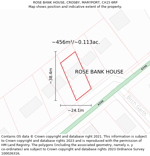 ROSE BANK HOUSE, CROSBY, MARYPORT, CA15 6RP: Plot and title map