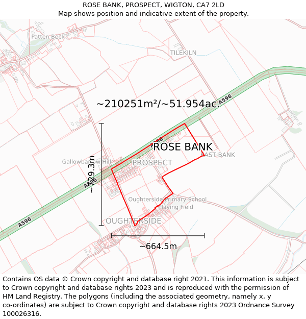 ROSE BANK, PROSPECT, WIGTON, CA7 2LD: Plot and title map