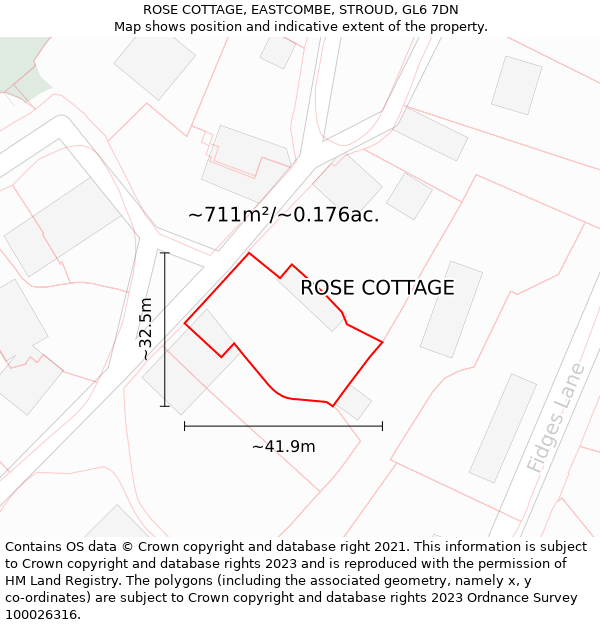 ROSE COTTAGE, EASTCOMBE, STROUD, GL6 7DN: Plot and title map