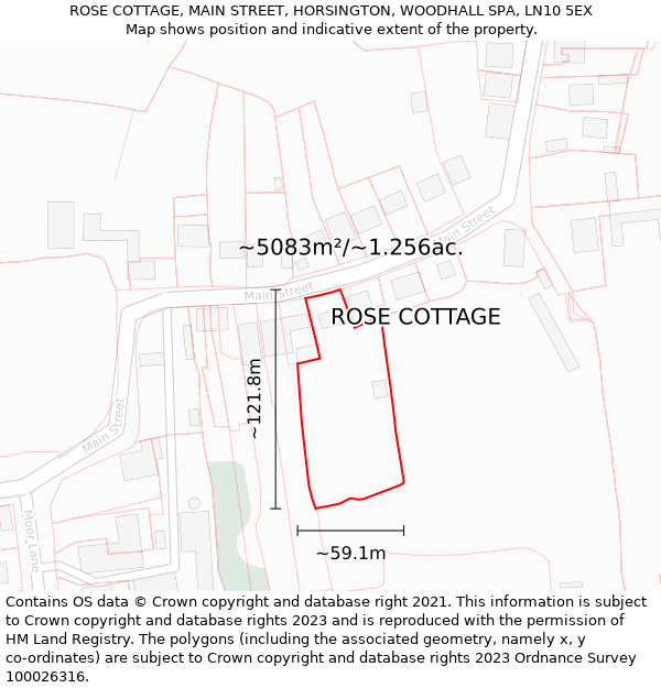 ROSE COTTAGE, MAIN STREET, HORSINGTON, WOODHALL SPA, LN10 5EX: Plot and title map