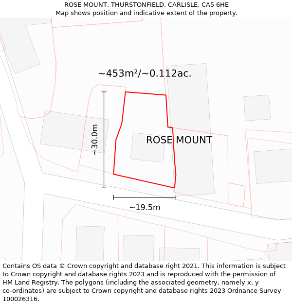 ROSE MOUNT, THURSTONFIELD, CARLISLE, CA5 6HE: Plot and title map
