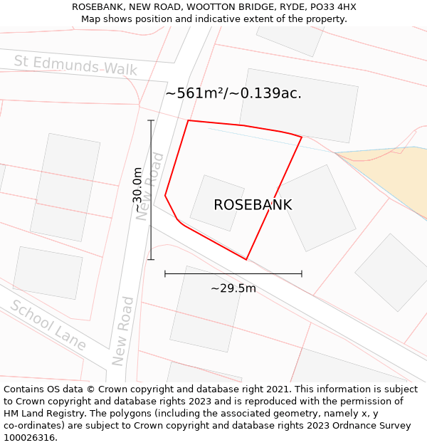 ROSEBANK, NEW ROAD, WOOTTON BRIDGE, RYDE, PO33 4HX: Plot and title map